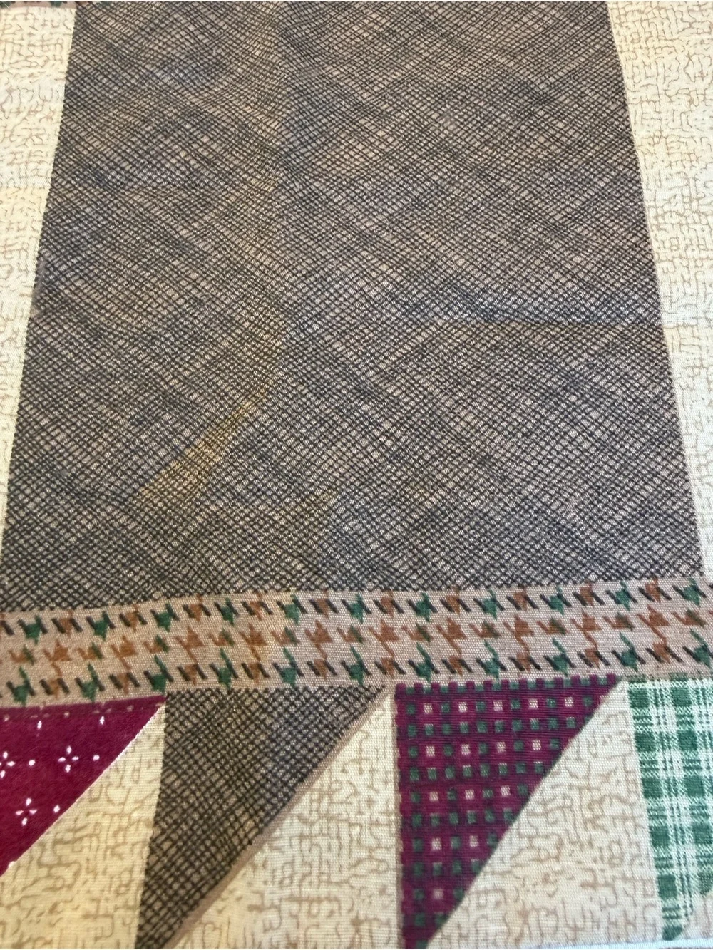 Quilt Print Valance Pine Tree Oak Leaf Cabin Lodge Rustic Country 60x18
